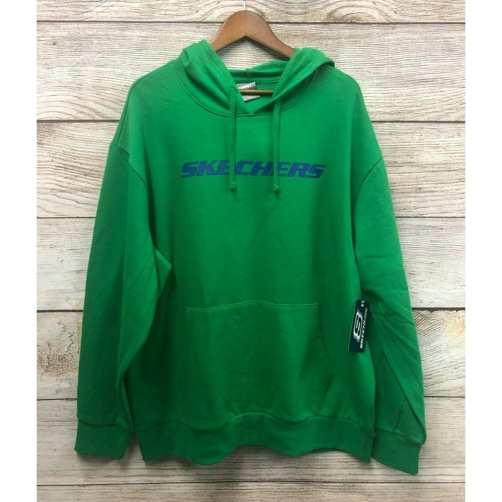 Skechers Hoodie Mens Size Medium Green Heritage Pullover Fleece Sweatshirt New